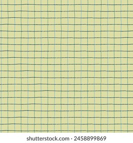 Seamless checkered repeating pattern with hand drawn grid. beige plaid background for wrapping paper, surface design and other design projects