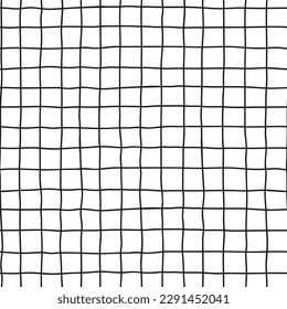 Seamless checkered repeating vector pattern with hand drawn grid. Black Plaid geometric simple texture. Crossing lines. Abstract delicate pattern for fabric, textile, wallpaper, apparel, wrapping
