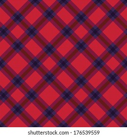 Seamless checkered shades of red diagonal vector pattern as a tartan plaid