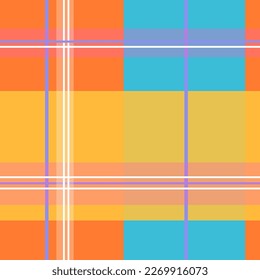 Patrón vectorial de rayas de acero transparente. Anaranjado claro, azul y blanco para pañuelo, manta, textil, papel envolvente, papel impreso, tela o textil, tarjeta