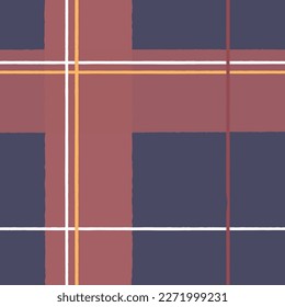 Seamless Checkered stripe plaid vector pattern. Dark blue, red and white background for scarf, blanket, textile, wrapping paper, print, fabric or textile, card