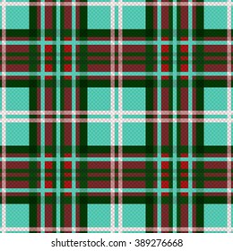 Seamless checkered vector contrast colorful pattern mainly in turquoise, red and white colors