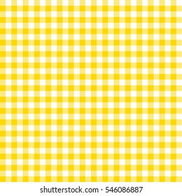 Seamless checkered vector pattern. Coarse vintage yellow plaid fabric texture. Abstract geometric background. Tablecloth for picnic Texture.