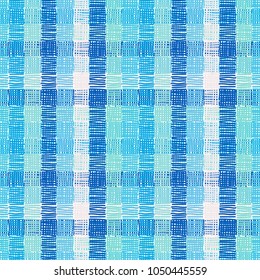 Seamless checkered vector pattern, embroidery ornament. Vintage plaid fabric texture. Geometrical simple tartan background. Vector design for digital textile printing