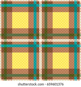 Seamless checkered vector pattern mainly in yellow and brown hues