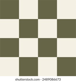 Seamless Checkered Vintage Green Army and Bone White Seamless Pattern