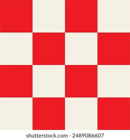 Seamless Checkered Vintage Red and Bone White Seamless Pattern