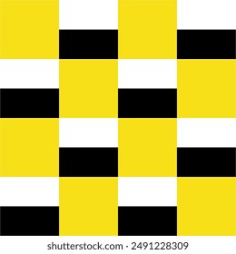 Seamless Checkered Yellow, Black and White Seamless Pattern