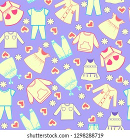 Seamless cheerful bright pattern with Colorful cute cartoon cute background