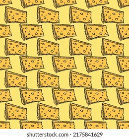 seamless cheese pattern. Doodle vector pattern with cheese icons. Simple cheese background