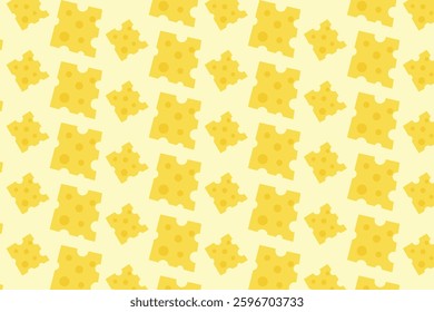 Seamless cheese pattern with a fun and playful design. Perfect for wallpaper, packaging, textiles, and food-related projects. Bright yellow cheese illustration.