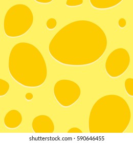 Seamless cheese pattern. Orange holes on yellow background