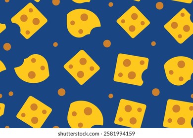 Seamless Cheese pattern. Vector illustration of  background texture of cheese. 