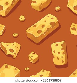 Patrón de queso sin foco. Fondo de colores amarillos. Vector