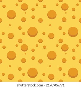 Seamless cheese texture background. Template for your design. A piece of delicious cheese. Vector illustration.