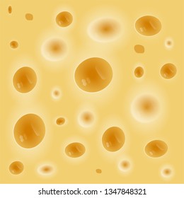 Seamless cheese texture with holes. Vector illustation of realistic surface of cheese. Delicious meal.