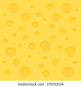 Seamless cheese texture with large holes. Vector illustration of a useful meal.