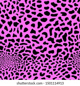 Seamless cheetah pattern on a bright pink background. Vector illustration with imitation of animal skin.