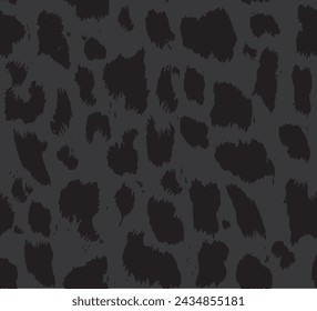 
Seamless cheetah print pattern. Repeating vector print with black spots on a gray background. Apparel textile pattern.
