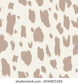 
Seamless cheetah print pattern. Repeating vector print with brown spots on a beige background. Apparel textile pattern.
