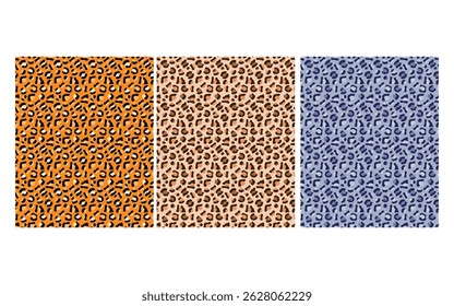 Seamless cheetah skin pattern, seamless leopard print pattern in brown, Blue, black, and orange colors.