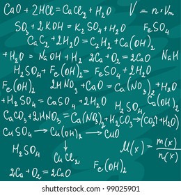 The seamless of a chemical notation on green board