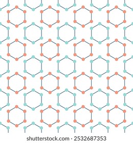 Seamless chemical pattern with benzene molecule. Infinite texture for analysis, exploration, ecology