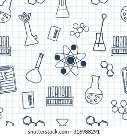 Biochemistry Hand Drawn Doodle Seamless Pattern Stock Vector (royalty 