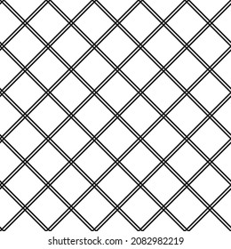 Seamless chequered background. Diagonal rhombus pattern. Geometric seamless  texture. Mosaic plaid. Checkered vector illustration. Black and white