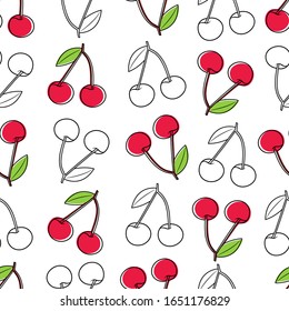Seamless cherries pattern design. Berries pattern