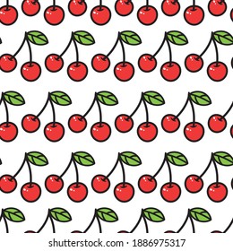 Seamless cherry background. Vector illustration. Repeat pattern background swatch.