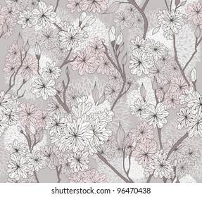 Seamless cherry blossom flowers pattern. Abstract floral pattern.