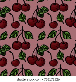 seamless cherry blossom hand drawing pattern on a pink background