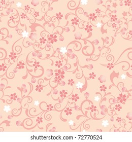 Seamless cherry blossom pattern. Illustration vector.