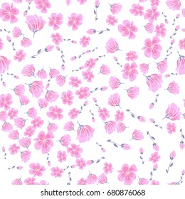 Seamless cherry blossom or sakura floral pattern