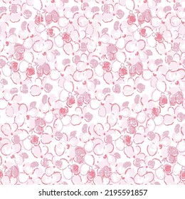 seamless cherry blossoms, Seamless creative hand-drawn pattern of stylized flowers in white and pastel pink colors. Vector illustration.