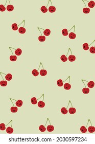seamless cherry cute background pattern illustration vector EPS 10