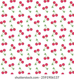 seamless cherry fruit pattern design on white background 