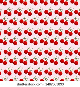 Seamless  cherry fruit pattern vector background red color