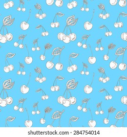 Seamless cherry hand-drawn pattern. Seamless pattern can be used for wallpaper, pattern fills, web page background,surface textures. 