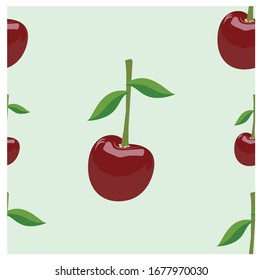 Nahtlose Kirsche. Einzige Beeren auf Hintergrund. Vektorillustration. Kirschsymbol, Vektorillustration Obstgrafik 