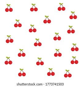 Seamless cherry isolated design on white background Pattern Vector Illustration. Perfect for textile, fabric, gift wrapping, background, wallpaper, etc