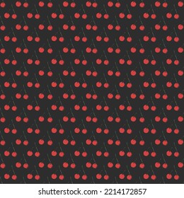 Seamless cherry pattern. Doodle vector with red cherry icons. Vintage cherry pattern