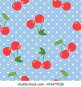 Seamless Cherry Pattern Vector 