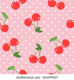 Seamless Cherry Pattern Vector 