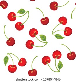 Seamless Cherry Pattern With White Background