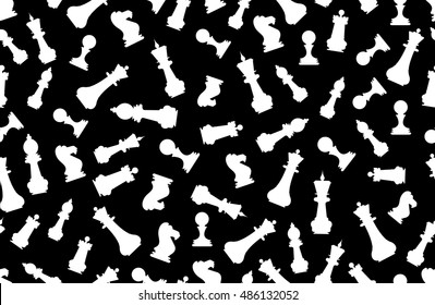 Seamless chess background. Chess elements seamless pattern. 