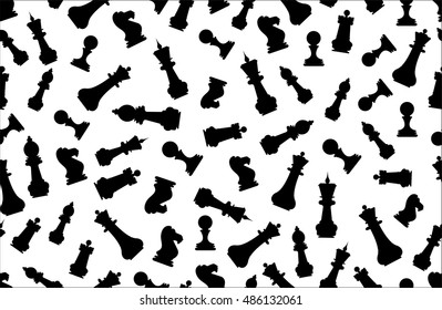 Seamless chess background. Chess elements seamless pattern. 