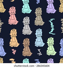 Seamless chess figure of king on a dark background