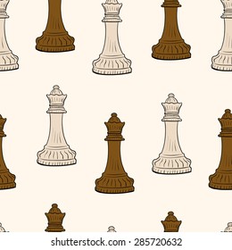 Seamless chess figure of queen dark and light